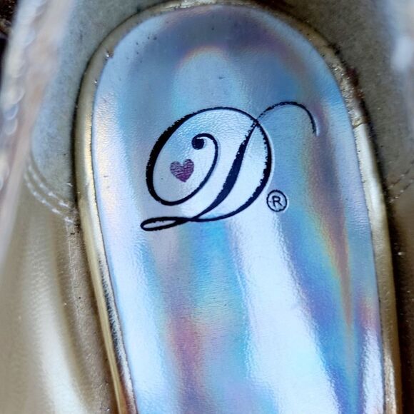 D brand women's gold sparkle open toed heels - Picture 9 of 16